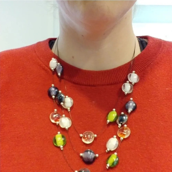 Colourful Beaded Necklace, Glass  Beads - Picture 2 of 5